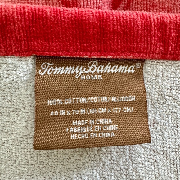 Tommy Bahama Red and Pink Marlin Floral Towel - Picture 3 of 4